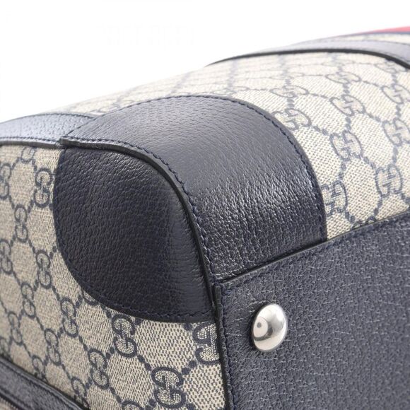 Gucci Medium Duffle Bag Gg Supreme Boston Coated Canvas And Leather Ivory Navy - Picture 6 of 6